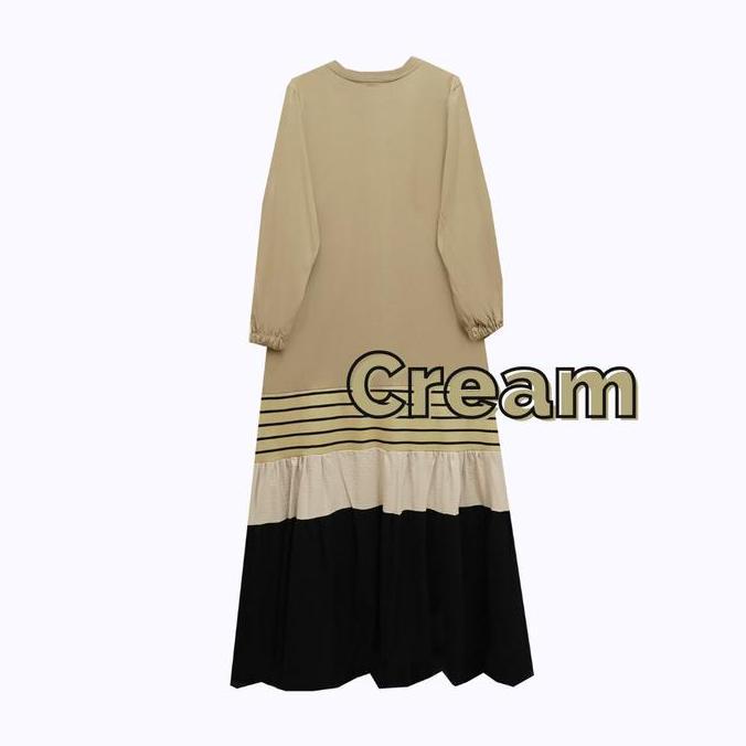 Termurah  Diana Dress Cantik By Tunicis Gamis Muslim Lembut Santai Combed Stripe