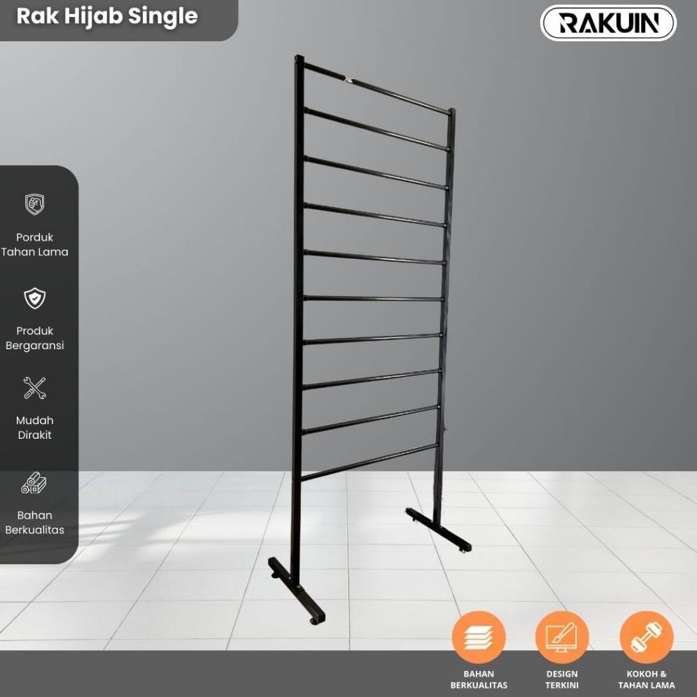 RAK HIJAB SINGLE - RAK HIJAB BESI KOKOH & MINIMALIS / RAK UNTUK KAIN / HIJAB / KERTAS KADO - RAKUIN