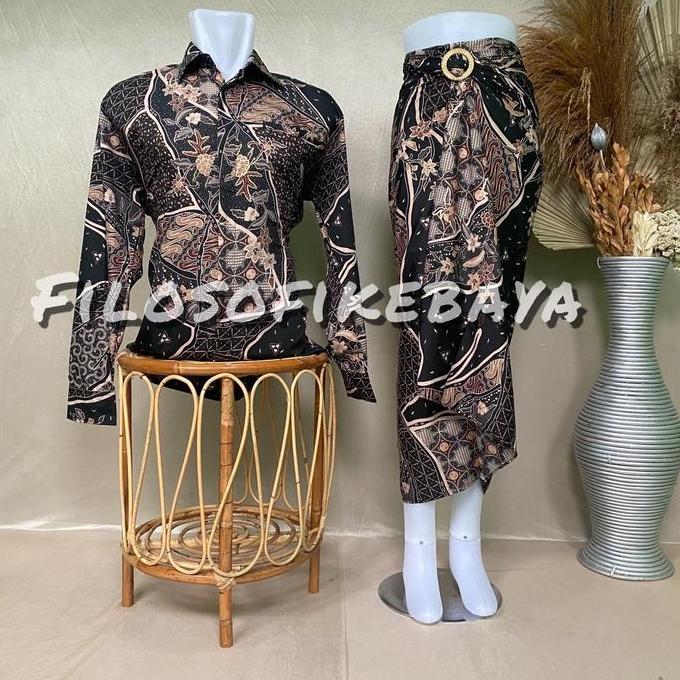 FILOSOFI KEBAYA - ROK LILIT BATIK COUPLE KEMEJA LENGAN PANJANG SET ROK BATIK MOTIF TERBARU Kondangan