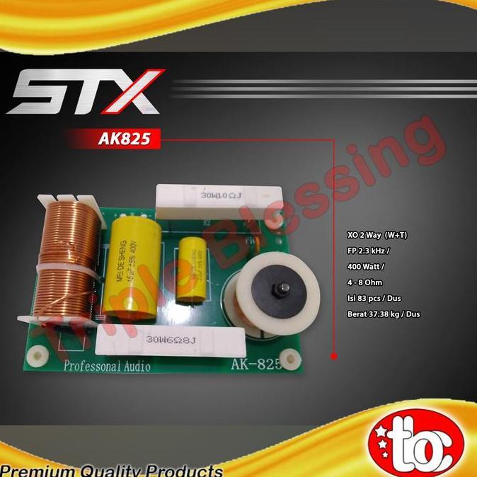 Promo Crossover Pasif 2 way Woofer Tweeter 400 watt - STX AK825 Diskon