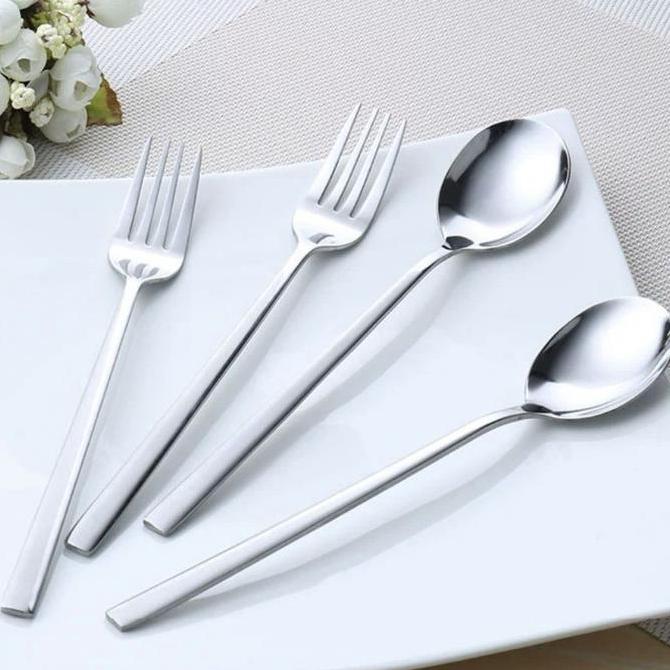 1 LUSIN SENDOK 1 LUSIN GARPU Sendok Korea Set Sendok Makan Sendok Set Tebal Kitchenware GM