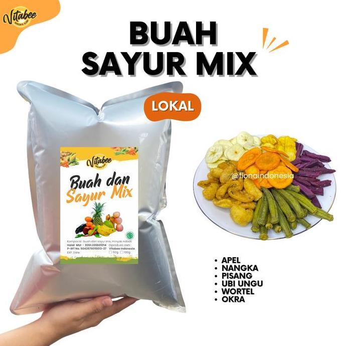 VITABEE JUMBO Keripik Buah Sayur Mix 1KG - FIONA VITABEE Kripik Nangka Apel Wortel Apel Salak Pisang