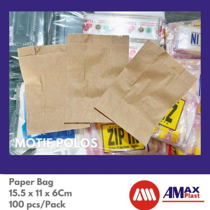 Paper Bag Kantong Kertas Donat Kentang Goreng Coklat Polos