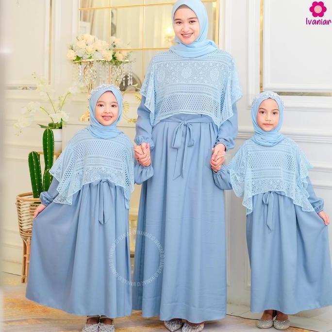 bayi Ivaniar Dress Couple "Belle Dress" Super Mewah Muslim Gamis Tile Brukat baju lebaran