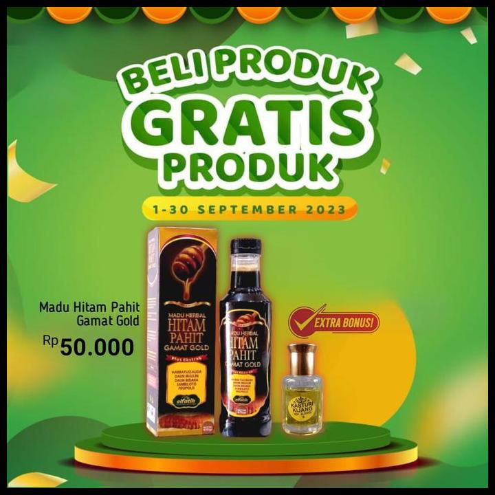 Terbaru Paket Madu Hitam Pahit Gamat Gold Free Parfum Sultan 6Ml