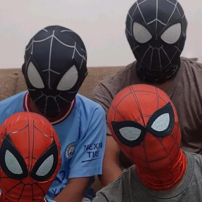 Ready topeng spiderman kain cosplay masker spiderman kostum wajah spiderman