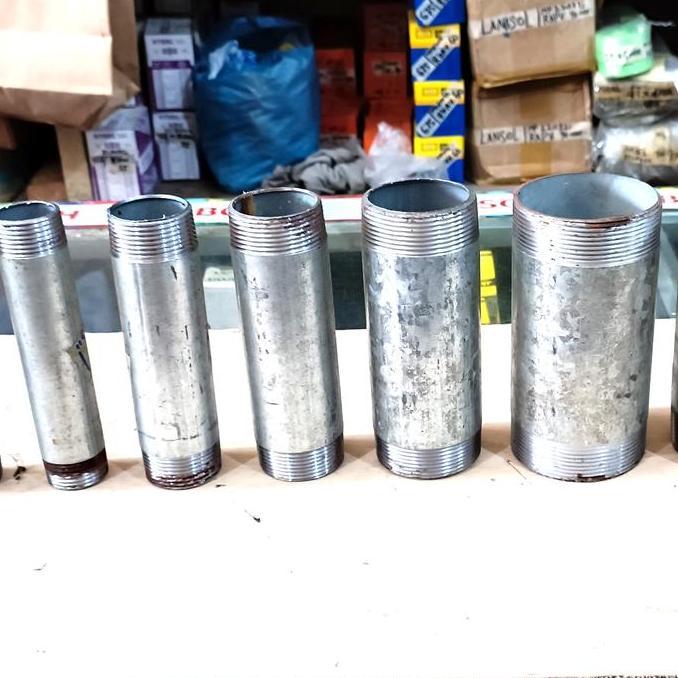 pipa pipe nepel neple konekting besi putih galvanis 4" 4 inch