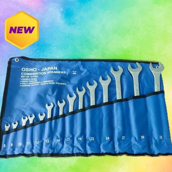 OSHO JAPAN Kunci Ring Pas 14 PCS Set - Wrench Set 11 Pcs 8 - 32