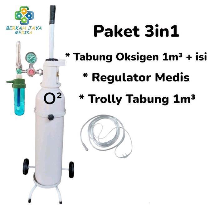 Tabung Oksigen Medis 1m3 Paket Set Lengkap Siap Pakai
