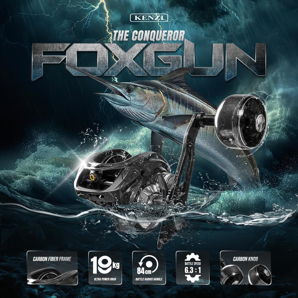 sale REEL KENZI FOXGUN FG-40 Baitcasting FULL CARBON Drag 18KG | Reel Pancing Laut Kuat Ringan 6.3:1