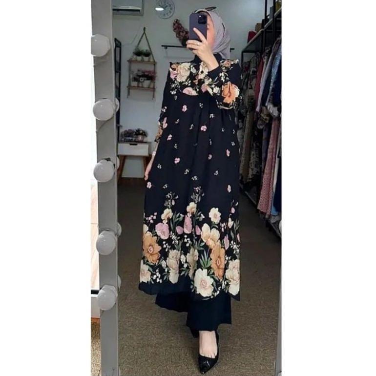 Discount Laveta Set Tunik Kantor Premium Set Tunik Wanita Muslimah Kain Rayon Diamond Mix Crinkle Bu