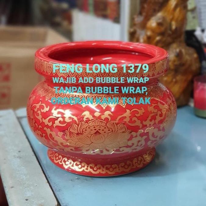 TERMURAH - Hiolo Keramik TERATAI MERAH CABE 7"