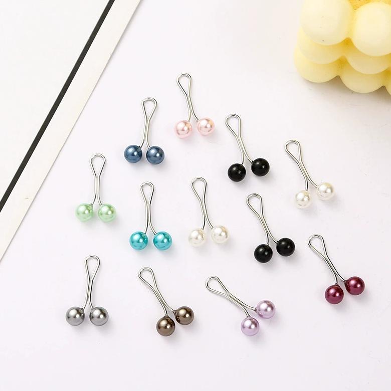 Diskont 12Pcs/Set Tuspin Dagu Hijab Grosir Klip Jilbab Mutiara Brooch Pearl Pin Tetap Jilbab