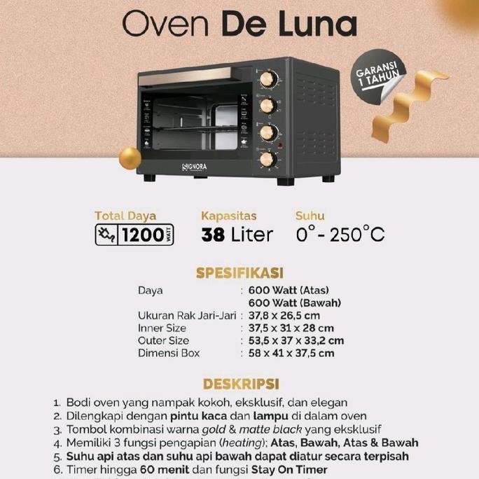 OVEN DE LUNA SIGNORA/ OVEN SIGNORA/ OVEN LISTRIK CT