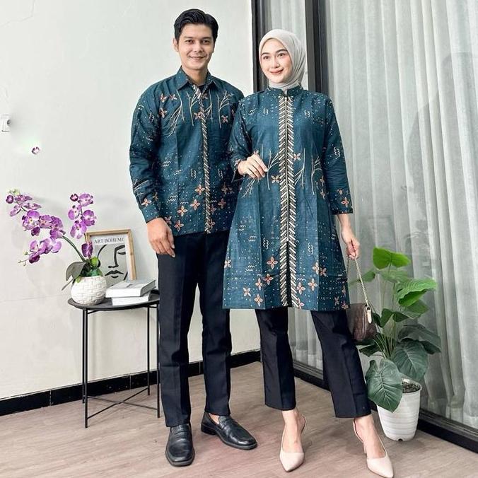 Atasan Batik Couple Wanita Tunik Batik Moder Batik Kekinian Batik Katun Batik Motif Anjani Baju Sera