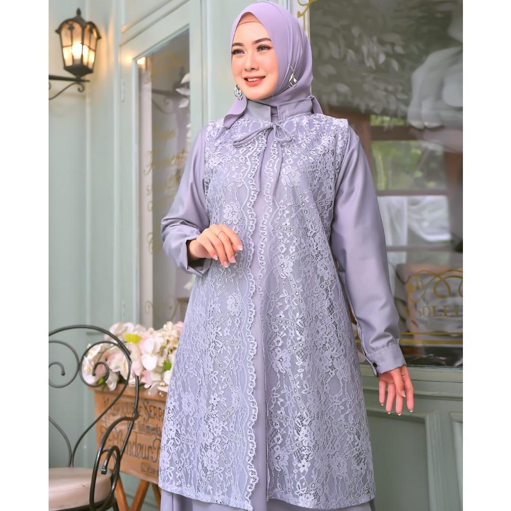 Gratong Gamis Brokat Jumbo Terbaru Mewah Bahan Toyobo Original Baju Seragam Kondangan Simple Elegan