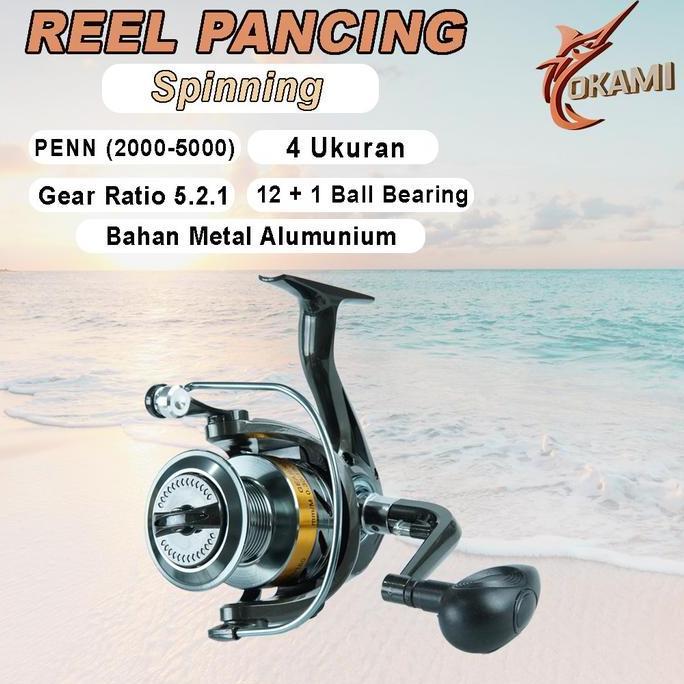 Promo Reel Pancing Spinning 12+1 Ball Bearing Spool Aluminium Anti Karat dengan Power Handle Knob Te