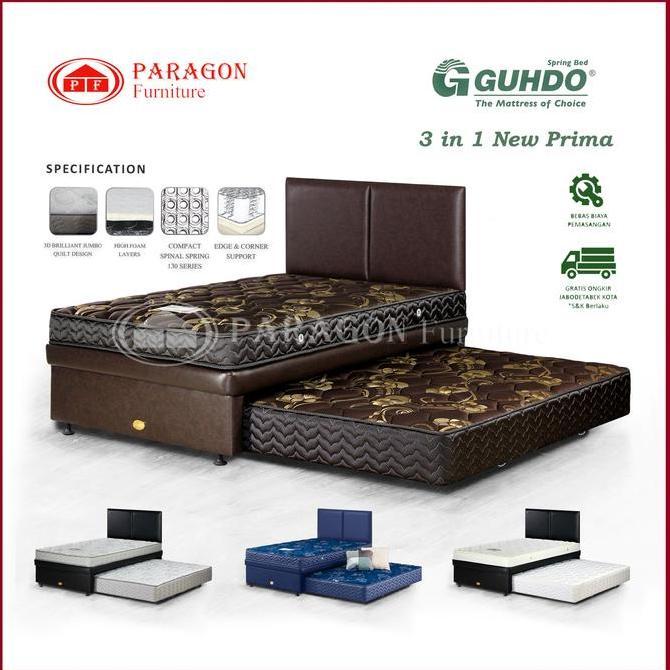 * GUHDO SPRING BED 3IN1 NEW PRIMA 90 100 120 140 160 180X200 HB ATLANTIC FULL SET - KASUR SPRINGBED 