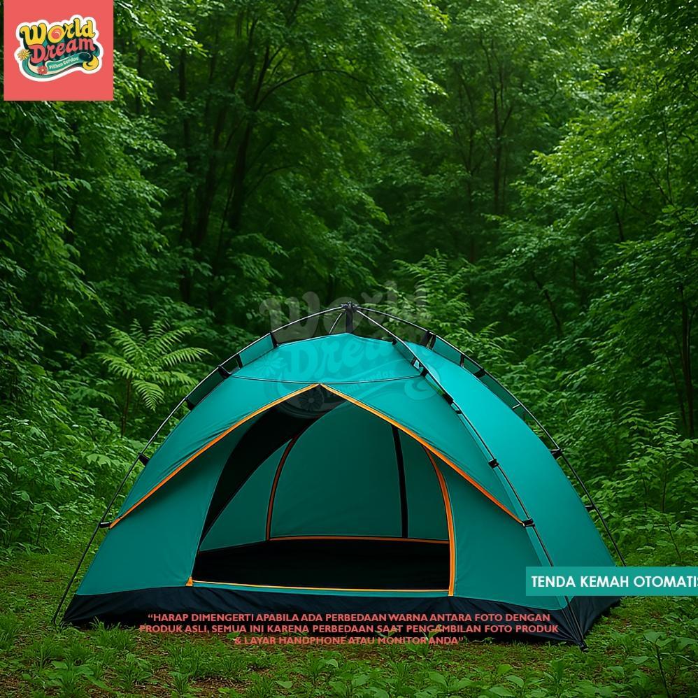 Worldream Tenda Kemping Kapasitas 2-4 Orang Tenda Otomatis Outdoor & Indoor Tenda Gunung