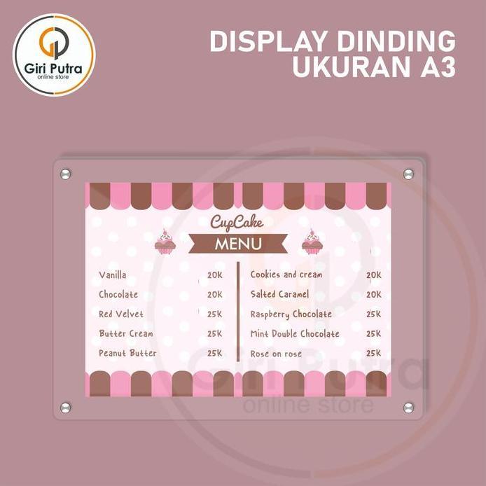 DISPLAY DINDING AKRILIK / FRAME AKRILIK / STAND POSTER AKRILIK UKURAN A3 murah