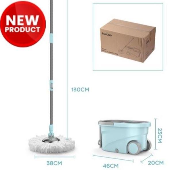 Alat Pel Lantai Spin Mop Super Mop Putar Bonbox Samono Kain Pel Fiber