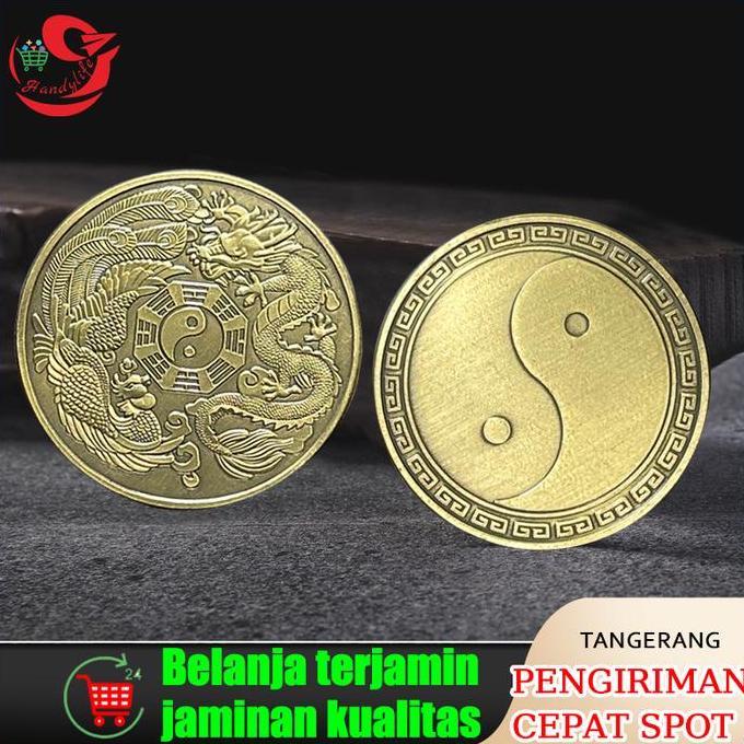 MVO Koin Kuno Naga Phoenix 4cm Koin Bagua Fengshui