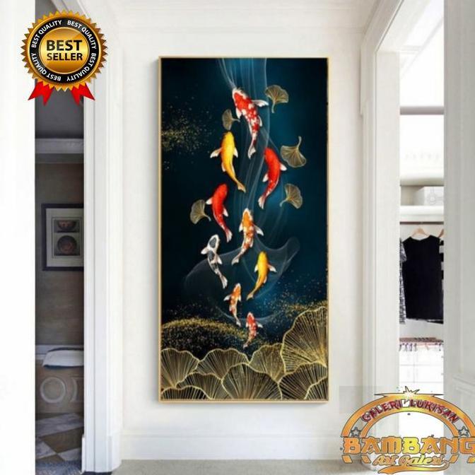 Terlaris Lukisan Ikan Koi Fengsui Timbul
