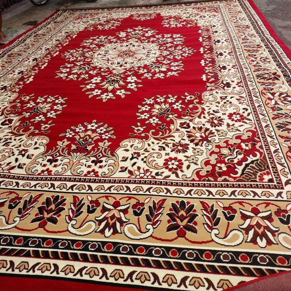 Ambal ALMAYA 400x600cm Karpet Permadani NON-RUMBAI corak bunga klasik turki persia super jumbo 4x6m