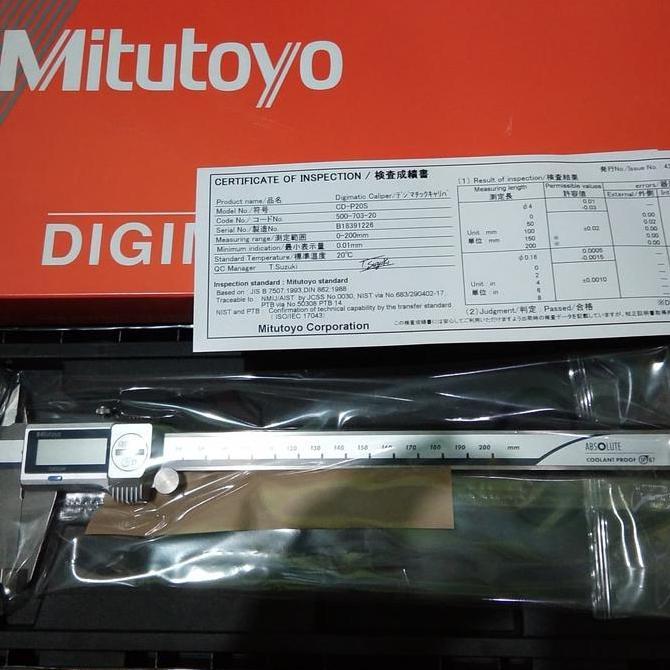 Caliper Digital 200 Mm Sigmat 8" Original Mitutoyo Baru Coolant Proof