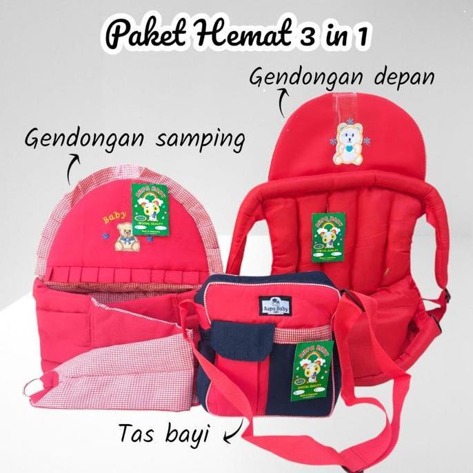 Paket Hemat Twil 3pcs Gendongan bayi samping Gendongan Depan Bordir Tas Marsya Hadiah lahir Newborn 