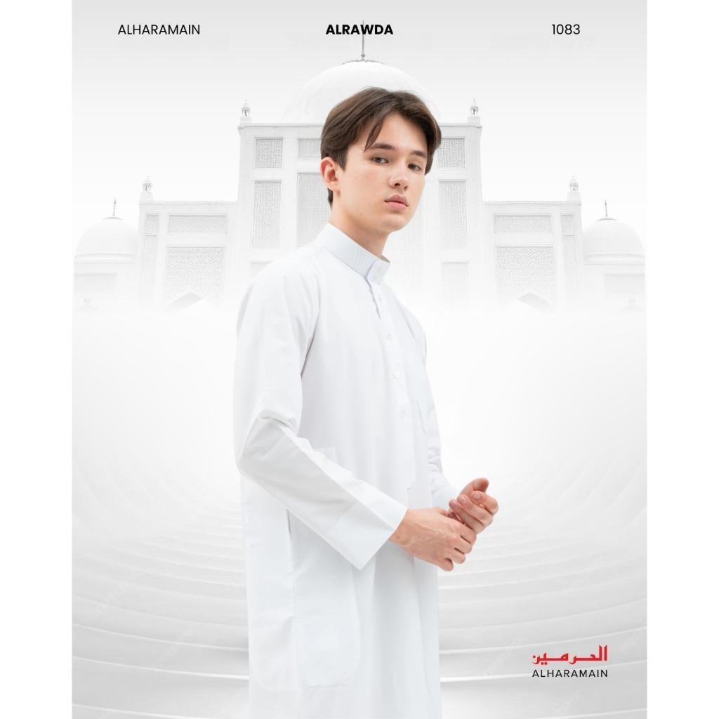 Alrawda Thobe , Jubah / Gamis Pria Dewasa Slimfit Premium Series (1083) | Putih | Putih Tulang