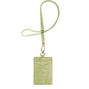 Lanyard ID Card Vintage Holder Aesthetic Kulit Asli Starke Fury Chital Texture Croro Sage Green Terl