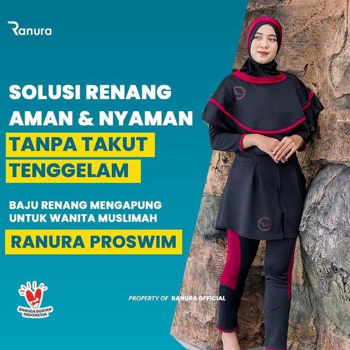 leni.anjasmara - baju renang pelampung wanita muslimah ranura proswim hijab dewasa panjang syari bla