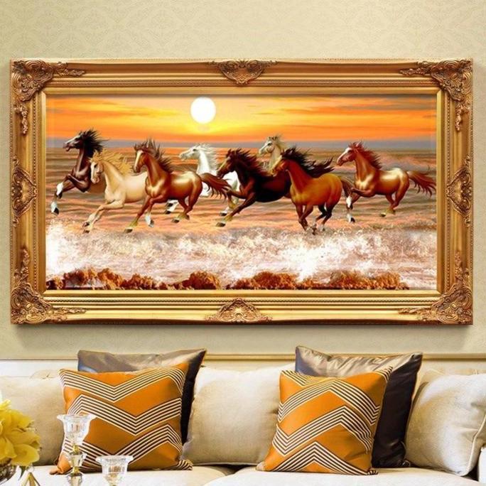 Terlaris Diy Diamond Painting Full. 8 Kuda Di Pantai Klasik 18070 Cm D727Sb / D727B / D727