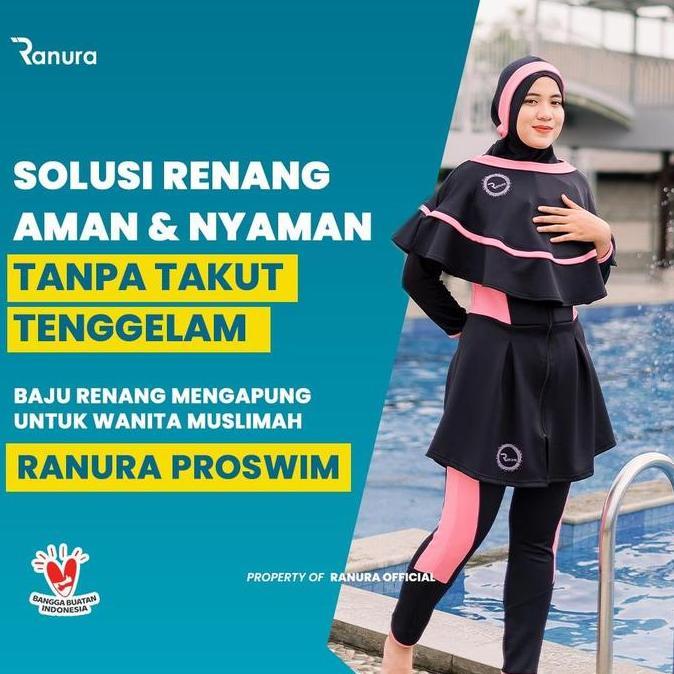leni.anjasmara - baju renang pelampung wanita muslimah ranura proswim hijab dewasa panjang syari bla