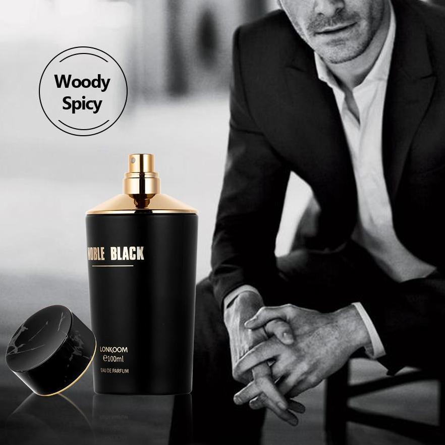 Parfum Lonkoom Noble Black 100ml Eau de Perfume untuk Pria Aroma Maskulin Kado untuk Laki Laki