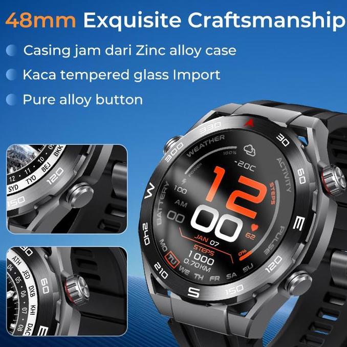 al_kobafi - fitfly smartwatch x5 jam tangan pria jam running 1.45 inch full screen bluetooth call ja