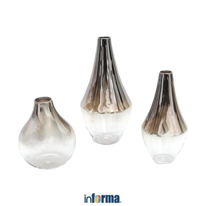 PROMO Informa Set 3 Pcs Trixy Vas Kaca Dekorasi Bunga Pot Pajangan Ruang Tamu Meja