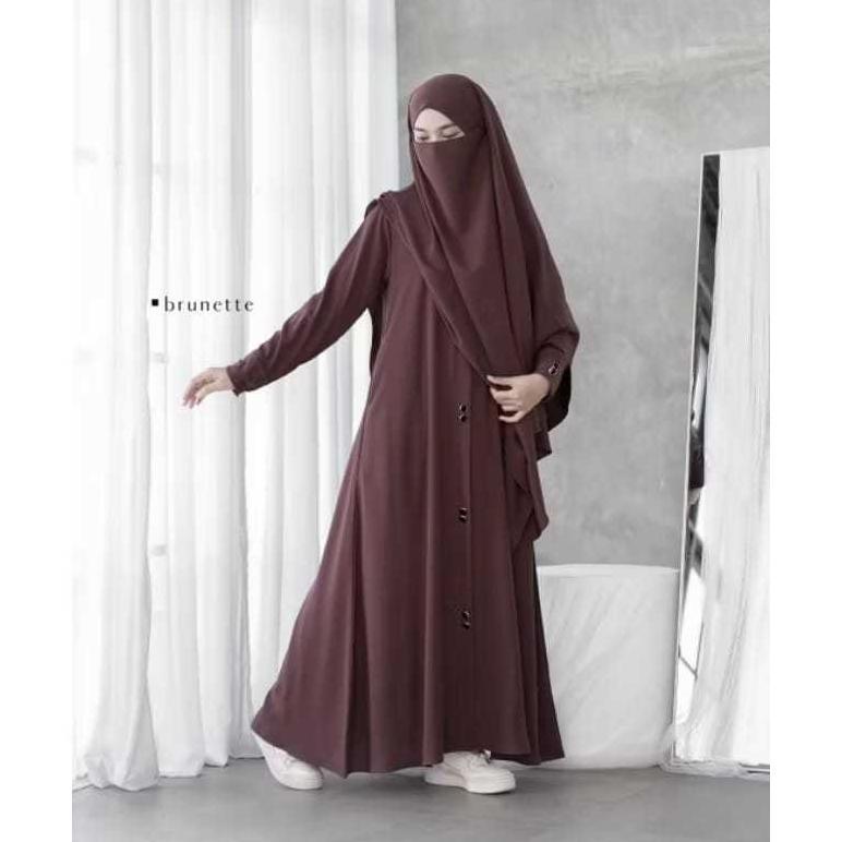 paket hemat gamis syar'i abaya ayra set khimar french umroh haji muslimah  terlaris di shope  m l xl