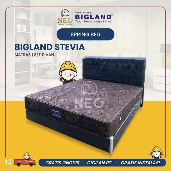 Terlaris Neo - Springbed Bigland Stevia Kasur 1 Lapis Pemakaian Atas Bawah All Size 120X200 160X200 