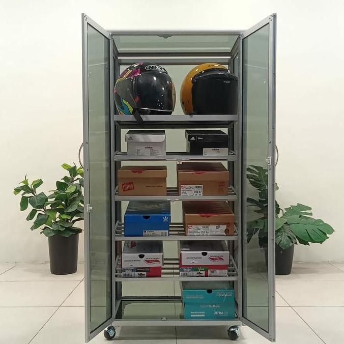 VIRALL TC ALUMINIUM LSH226 60X38X128 S LEMARI RAK SEPATU HELM (1/5) SUSUN PINTU LANGSUNG ALUMINUM 20