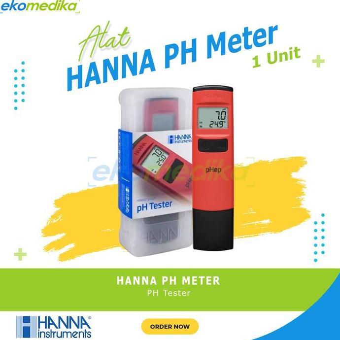 HANNA HI 98107 PH METER POCKET TESTER ALAT PENGUKUR PH AIR RANGE 0-14 AKURAT CEPAT 4X1.5V ALKALINE 8