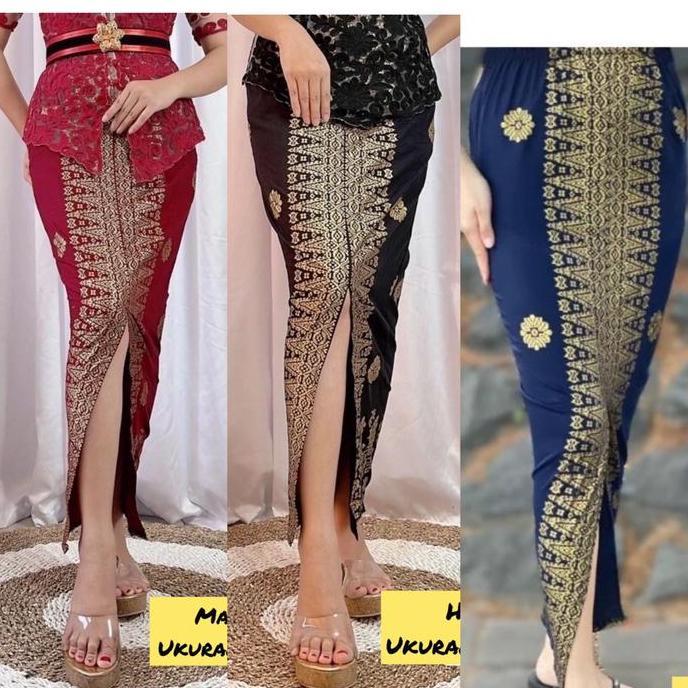 Rok Kebaya Bali Pramugari Skirt Rok Span Batik Panjang Songket Katun Print Ukir Bawahan Kebaya Moder