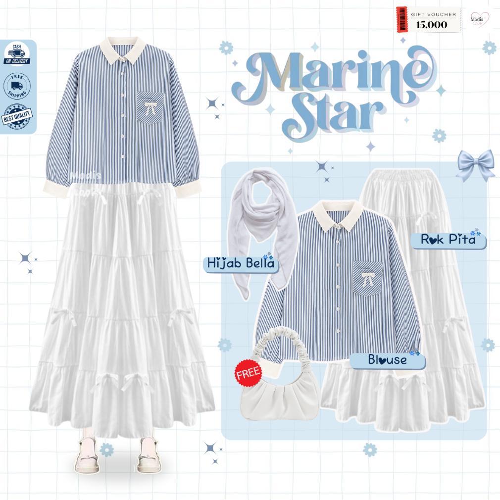 BEST SELLER Sesa 1 Set Outfit Wanita Kece Rok ( Hijab + Blouse + Rok + Tas ) One Set Wanita Kekinian