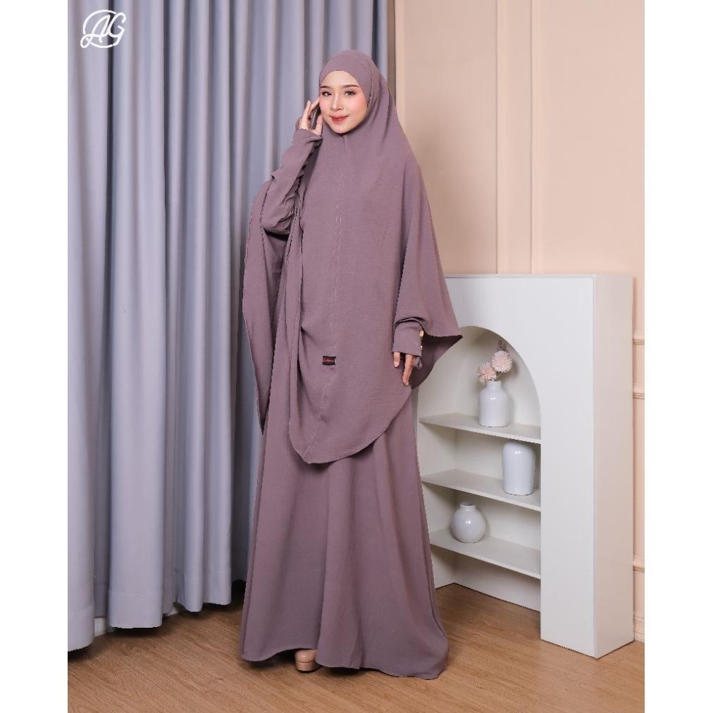 Terlaris Hasna Gamis Syar'I  Set Muslimah Krudung Jumbo Cadar Bandana Crinkle Airflow Abaya Syari Dr