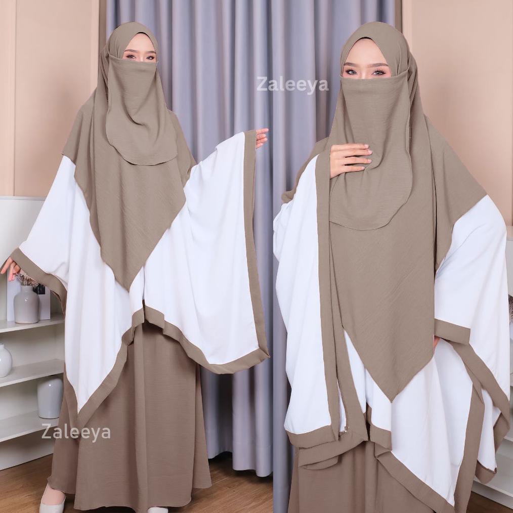 Original Zahira Gamis Syari Crinkle Premium One Set (Cadar + Pashmina + Rok + Tunik)