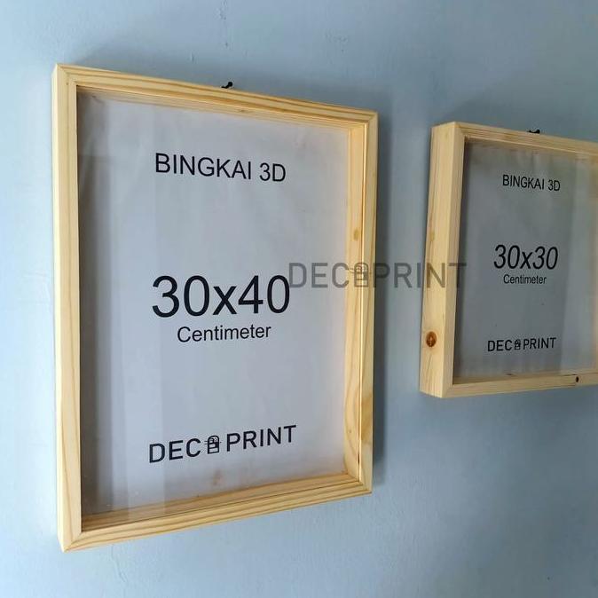 SidsWood [3DA3] Bingkai 3D Kayu & Akrilik Ukuran A3 (30x40 cm) Frame Kotak Mahar Jati Belanda Unik