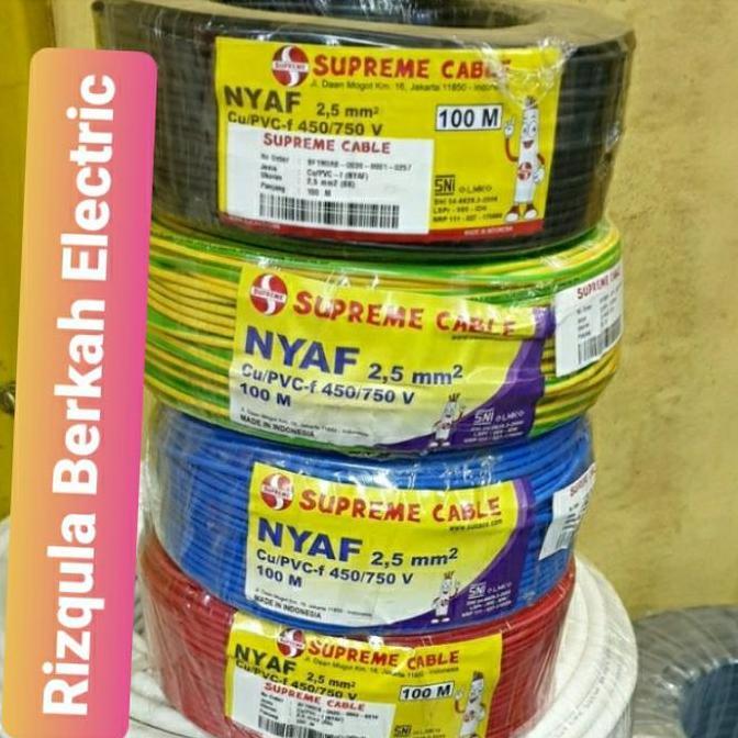 Kabel NYAF 1x2.5 SUPREME 100 Meter.Warna Hitam/Biru/Merah/Kuning hijau