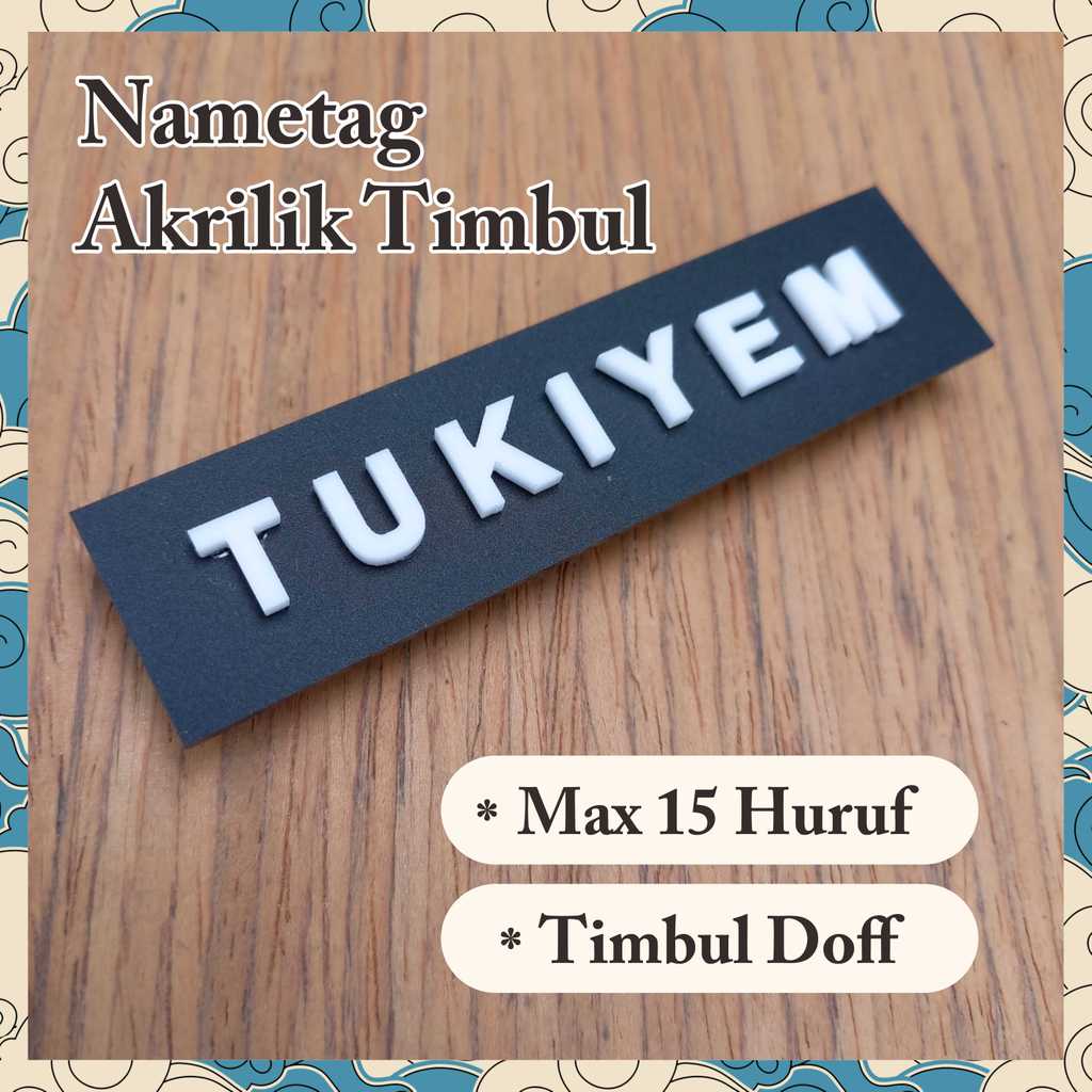 Nametag, Papan nama dada, Nama dada akrilik timbul doff, Nama dada akrilik doff