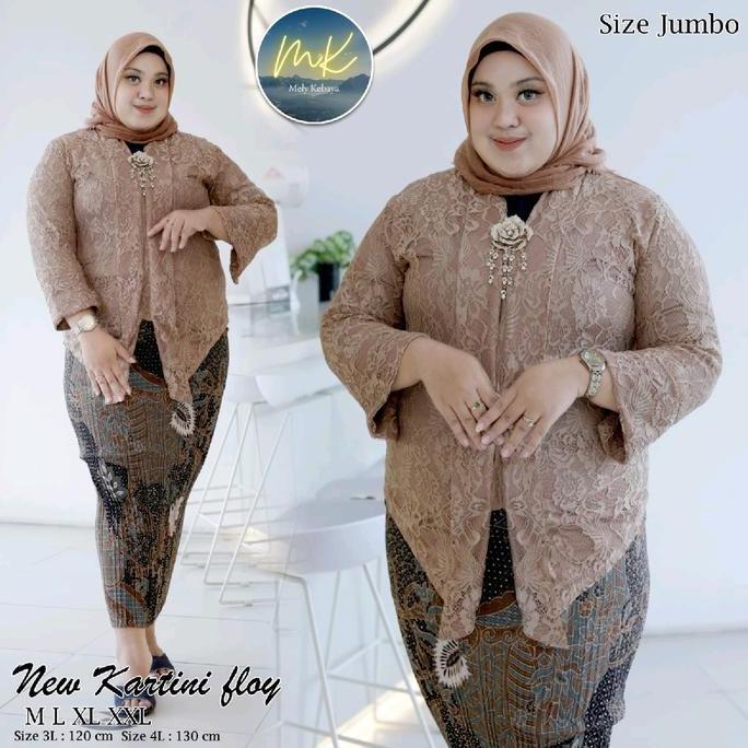 DS349 >> SETELAN KEBAYA KARTINI FLOY BROKAT JUMBO LD sampai 140 130 120 110 CM / KEBAYA KONDANGAN PE